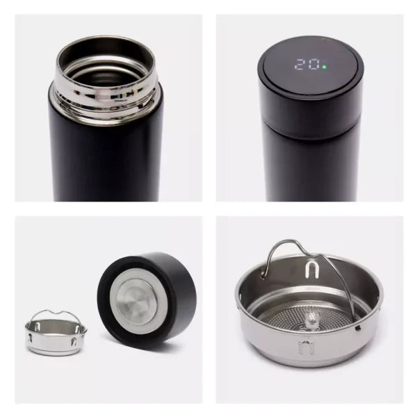 Smart Hydration: Customizable Temperature Display Flask (Black)