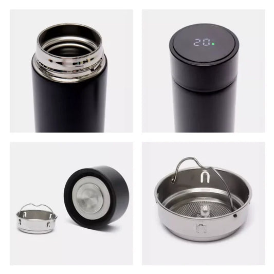 Smart Hydration: Customizable Temperature Display Flask (Black)