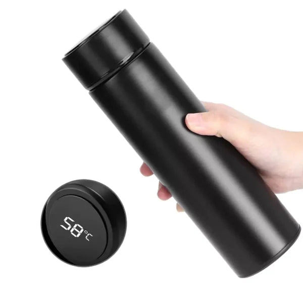 Smart Hydration: Customizable Temperature Display Flask (Black)