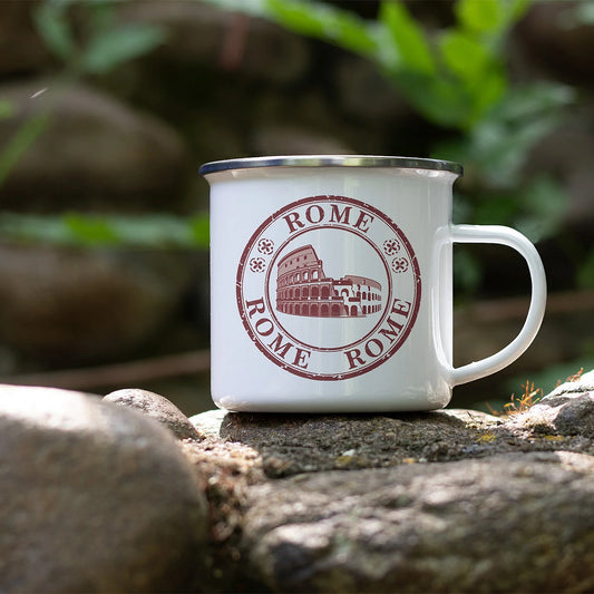 Rugged Charm: Customizable Metal Enamel Mug (White)
