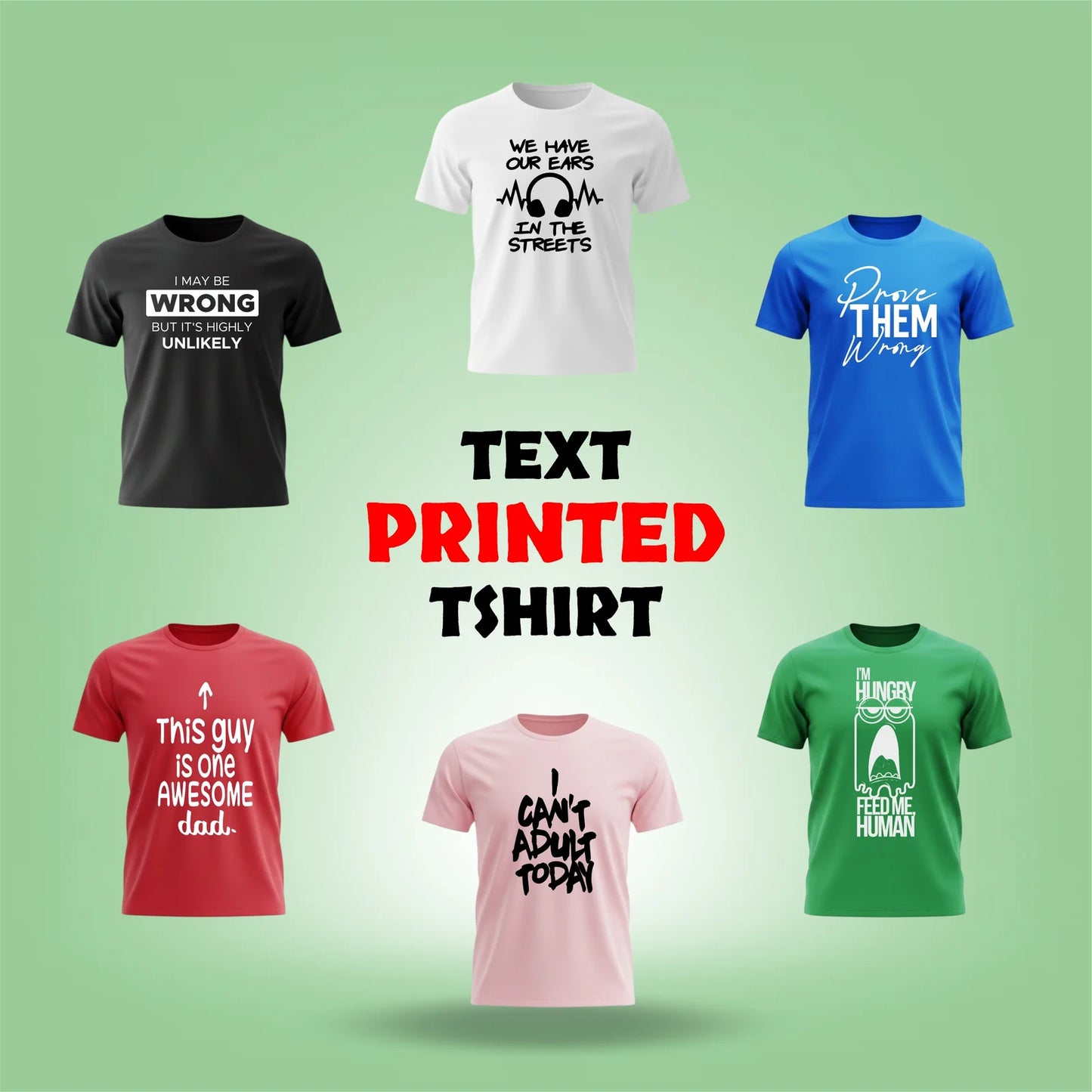 Personalized Single Color Design Printed Crew Neck Unisex T-Shirt [7 Colors]