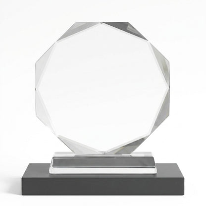 Custom Octagon Crystal Award & Photo Plaque – Personalized Glass Keepsake & Recognition Trophy