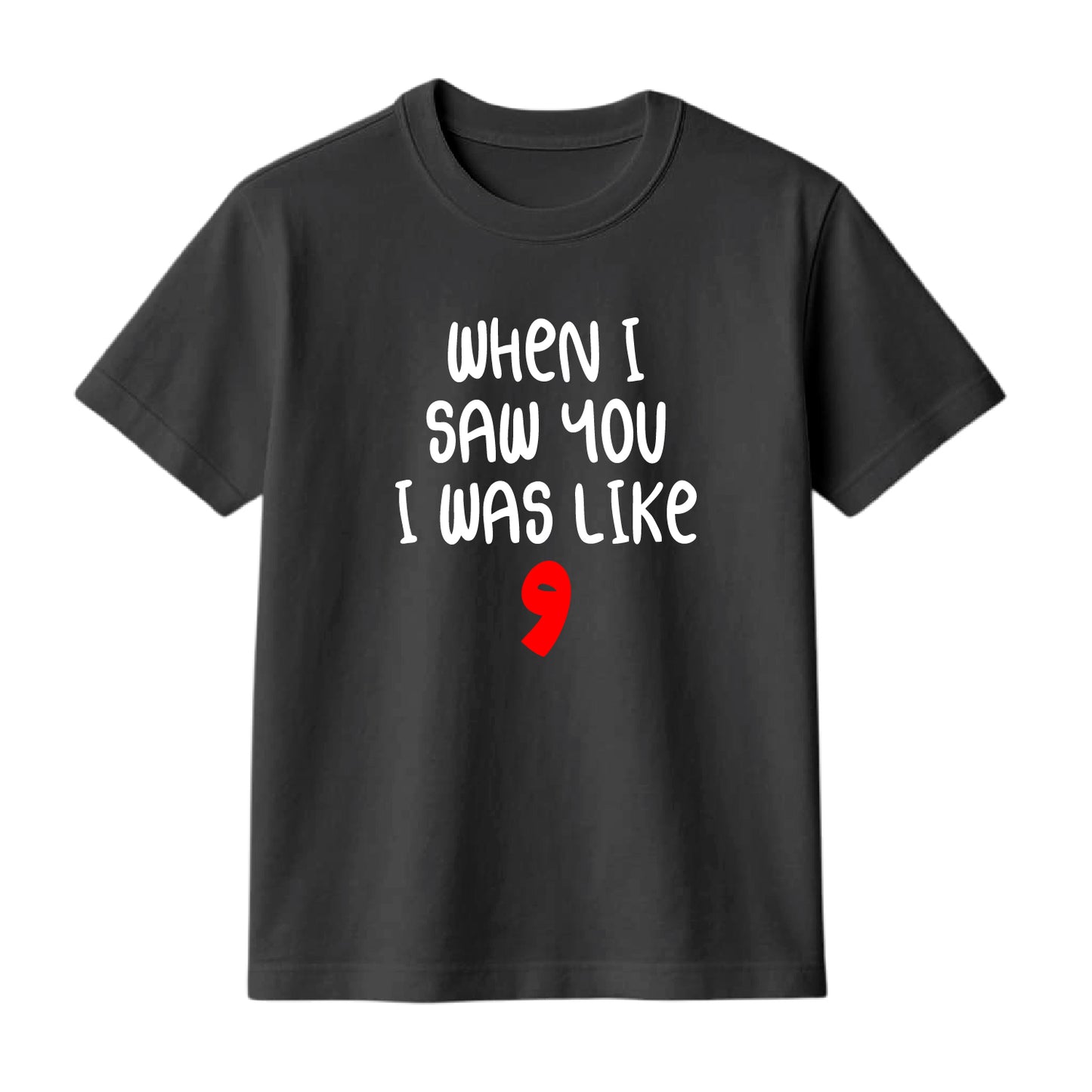 FMstyles Brand "When I Saw you I was like WOW" Arabic Typography Classic 100% Cotton Round Neck Printed T-Shirt