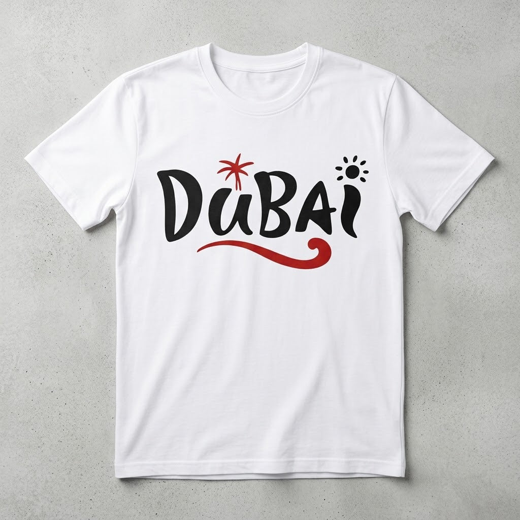 FMstyles - Premium Unisex White Round Neck Dubai Graphic Unisex T-Shirt – 100% Cotton