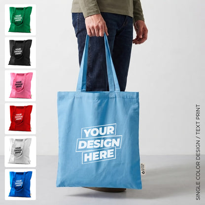 Personalized Recycled Cotton Bags with Durable Long Straps (One color Print)