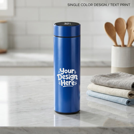Smart Hydration: Customizable Temperature Display Flask (Blue)