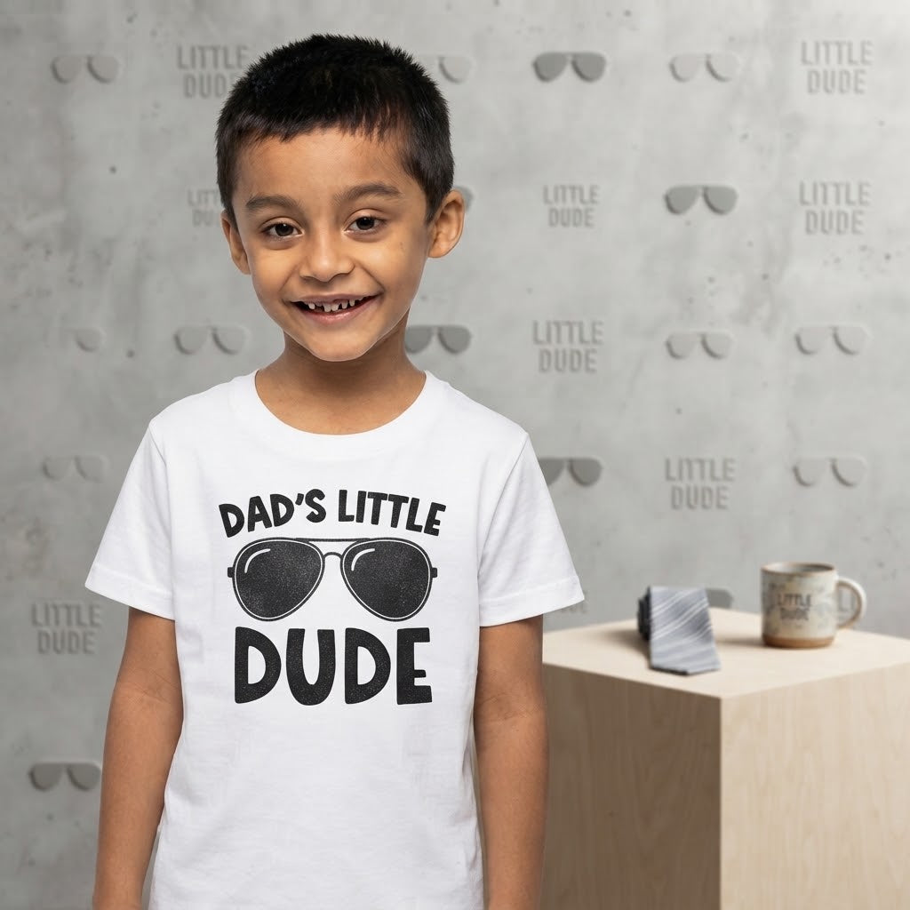 Dad's Little Dude - Typography Quote Printed Cotton Unisex T-Shirt
