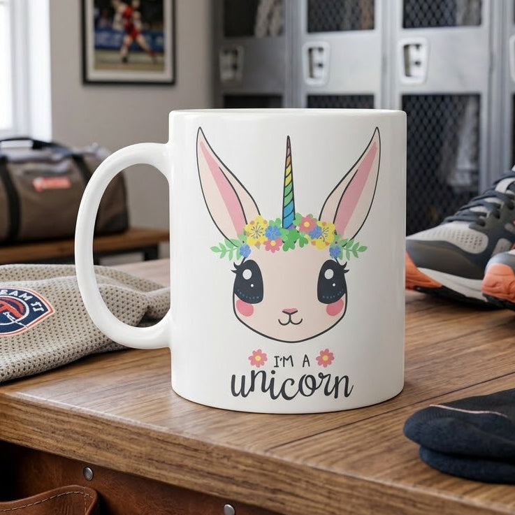 I'M A Unicorn – Cute Bunny Unicorn White Ceramic Coffee Mug – 11oz