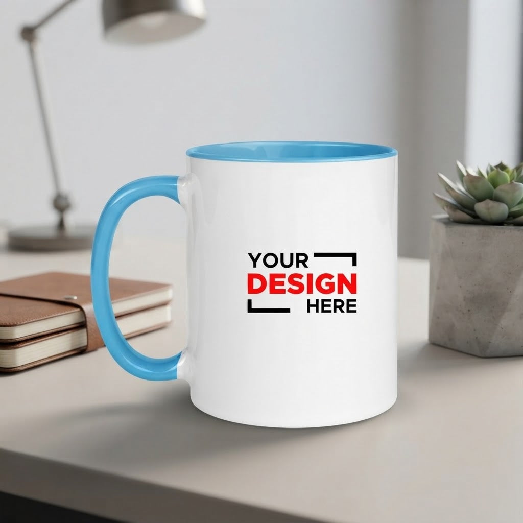 Personalized Blue Inner & Rim Color Mug – Customizable Coffee & Tea Mug