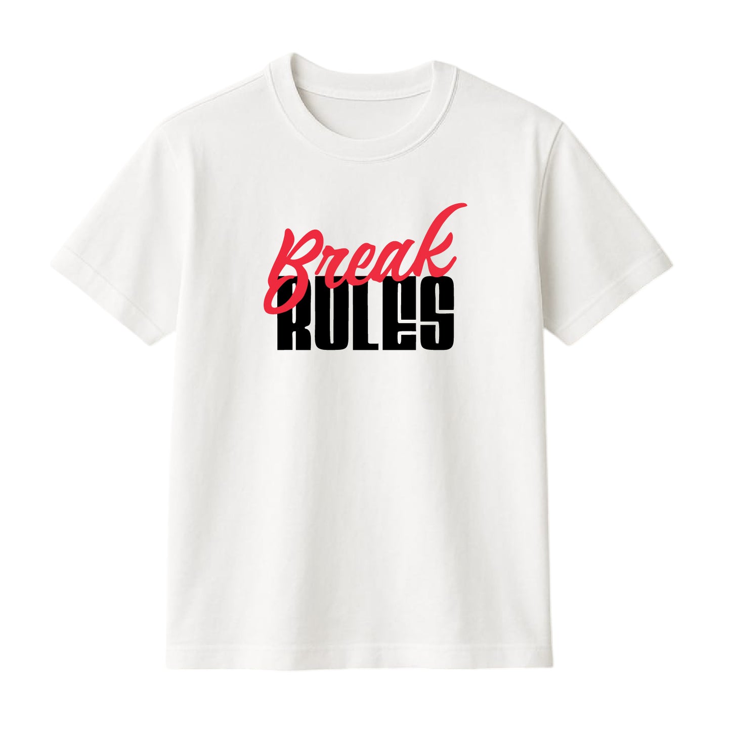 FMstyles Brand "Break Rules" Typography Classic 100% Cotton Round Neck Printed T-Shirt