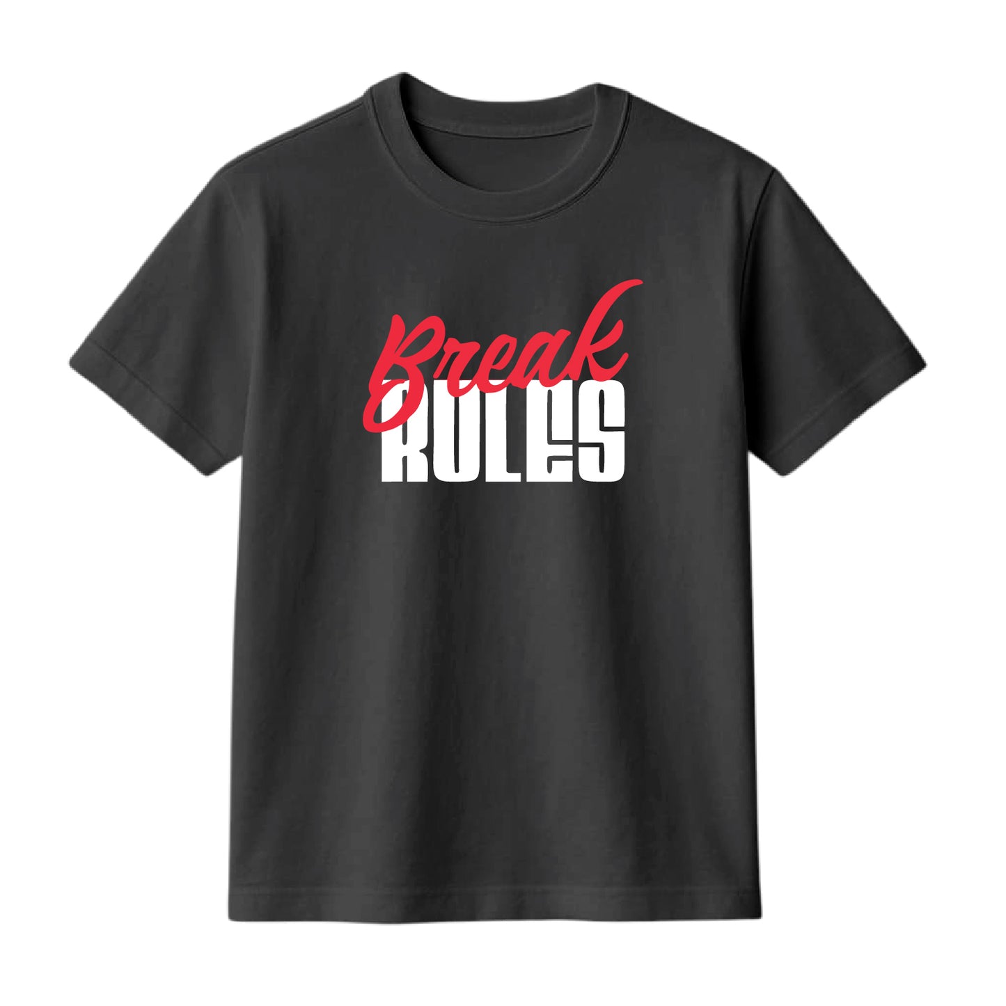 FMstyles Brand "Break Rules" Typography Classic 100% Cotton Round Neck Printed T-Shirt