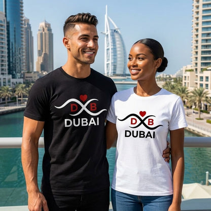 FMstyles - Men’s & Women’s 100% Cotton White Round Neck Unisex T-Shirt – Dubai DXB Edition