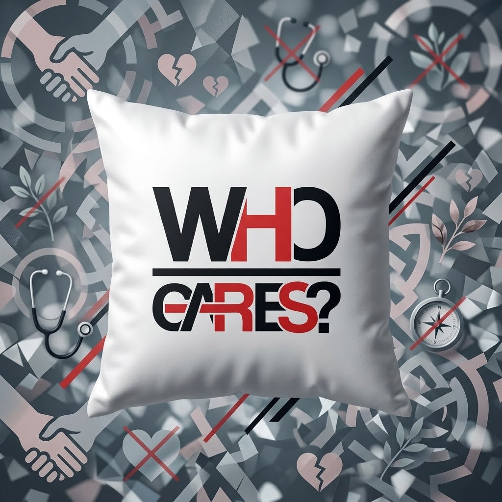 FMstyles - "Who Cares" Quote Typography Decorative Throw Pillow