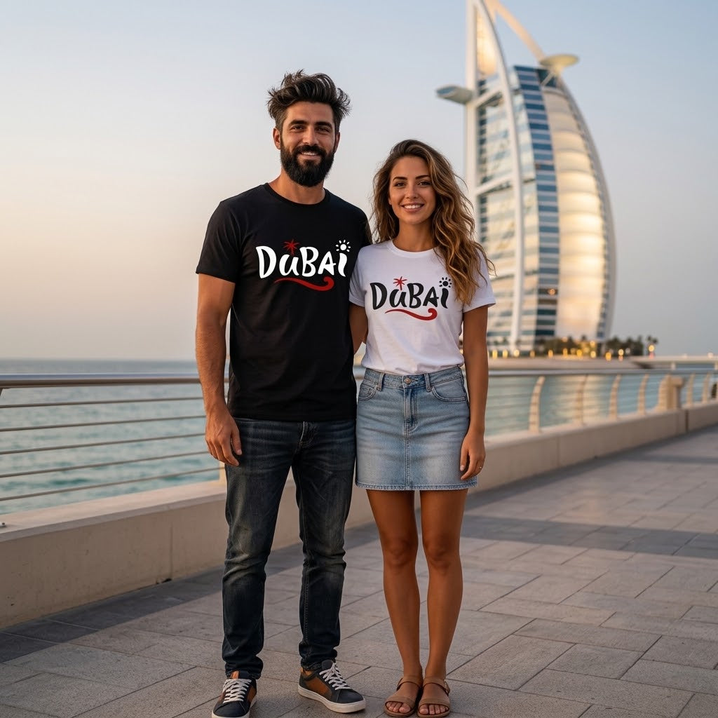 FMstyles - Premium Unisex White Round Neck Dubai Graphic Unisex T-Shirt – 100% Cotton