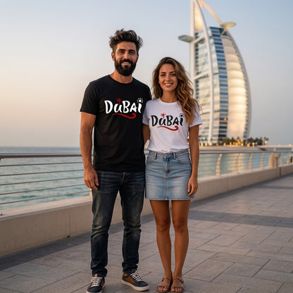 FMstyles - Premium Unisex White Round Neck Dubai Graphic Unisex T-Shirt – 100% Cotton