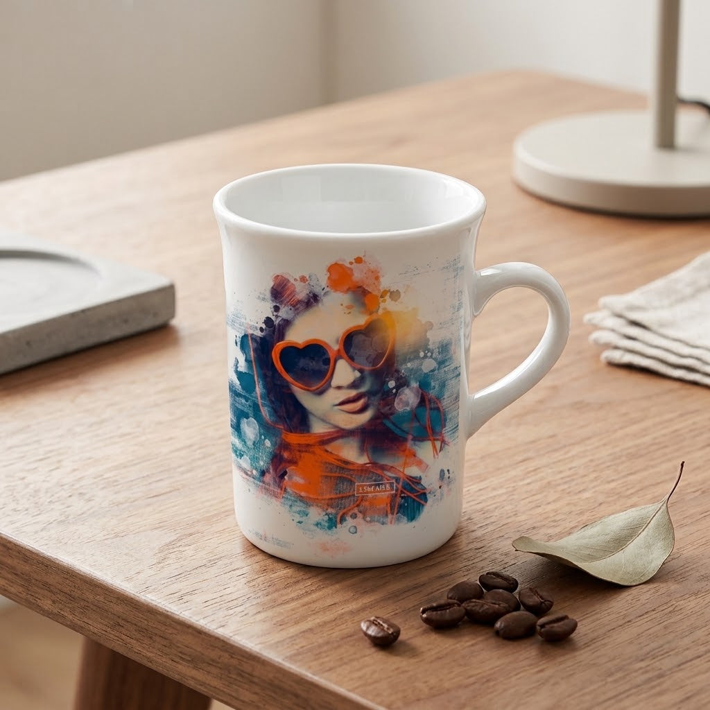 Personalized Curve Edge White Ceramic Mug