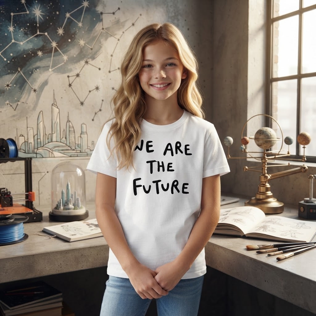 We are the Future - Typography Quote Printed Cotton Kids Unisex T-Shirt