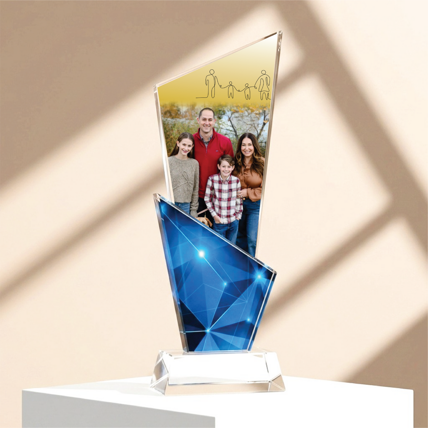 Custom Crystal Geometric Trophy & Frame | Personalized Photo Keepsake, Corporate Award & Memento