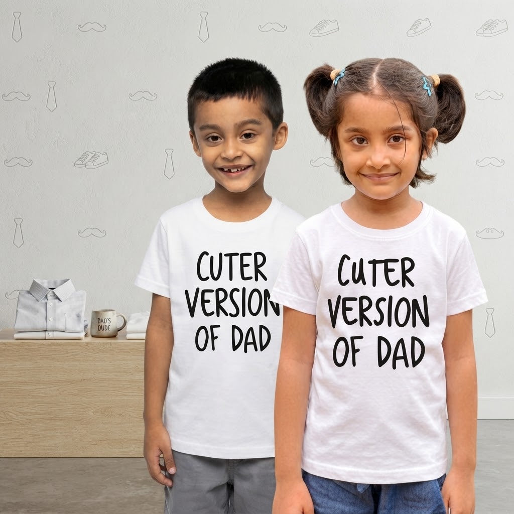Cuter Version of Dad - Typography Quote Printed Cotton Kids Unisex T-Shirt