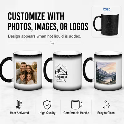 Personalized Photo or Logo Heat-Sensitive Coffee Mug - Magic Color-Changing Mug