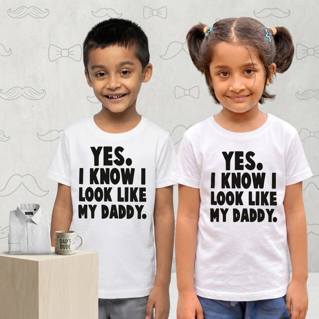 Yes, I know I look my daddy - Typography Quote Printed Cotton Unisex T-Shirt