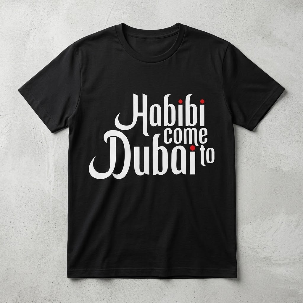 FMstyles - Unisex 100% Cotton White Round Neck Unisex T-Shirt – "Habibi Come To Dubai" Graphic Tee