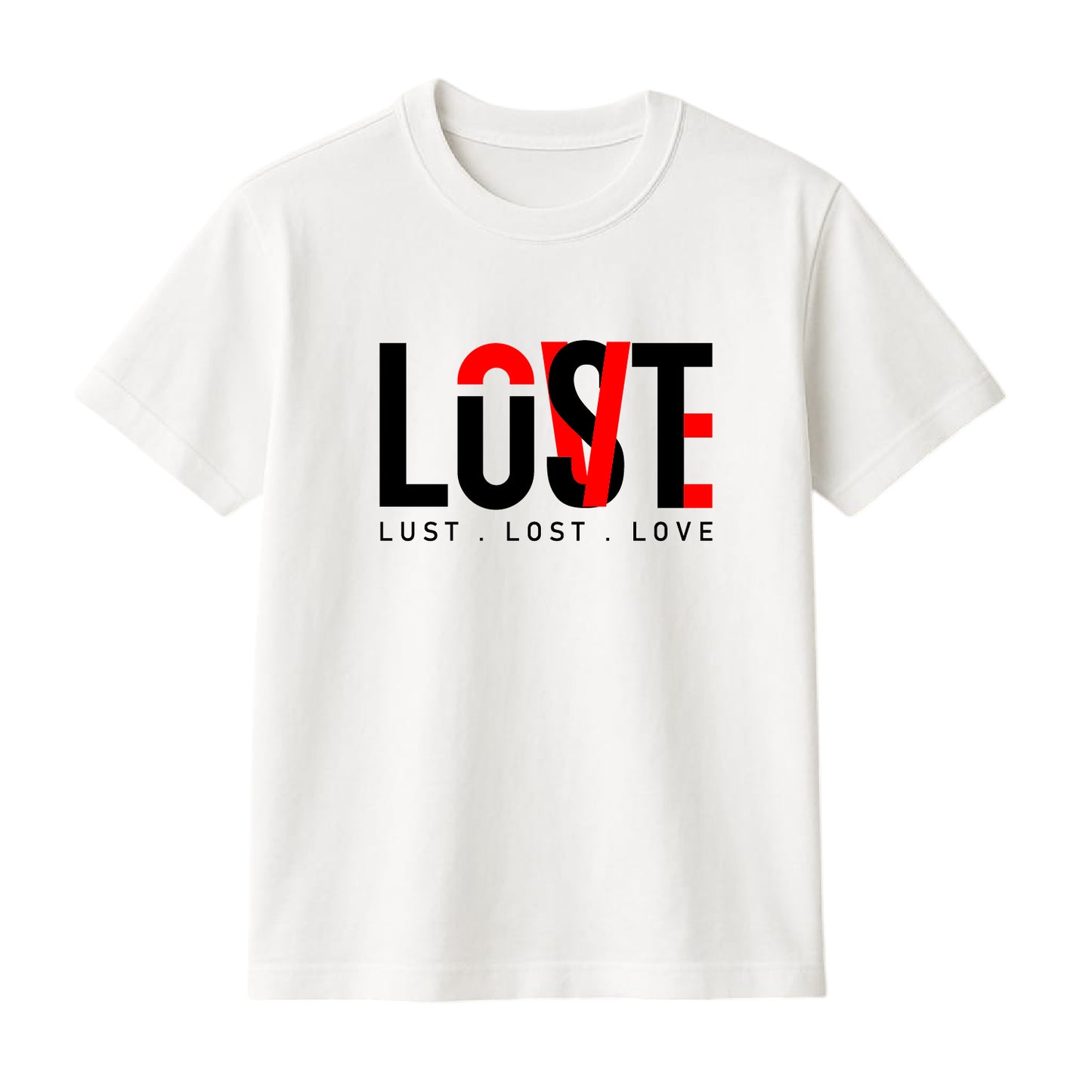 FMstyles Brand "Lust Lost Love" Typography Classic 100% Cotton Round Neck Printed T-Shirt