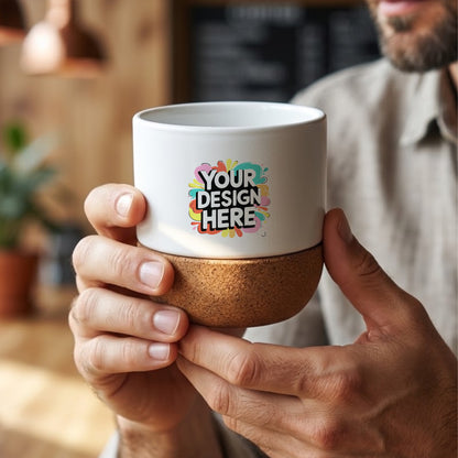 Personalized Ceramic Cup with Cork Base 6 oz | Matte Finish Coffee & Tea Mug