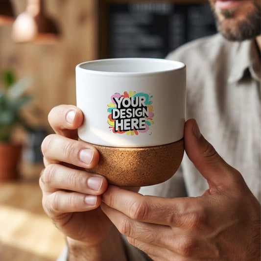 Personalized Ceramic Cup with Cork Base 6 oz | Matte Finish Coffee & Tea Mug
