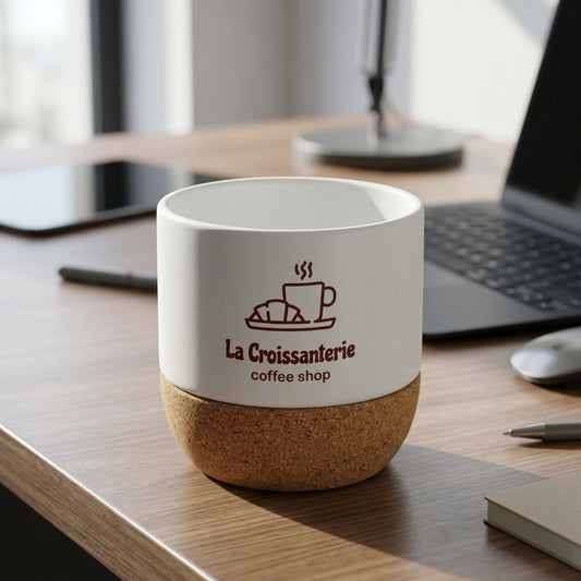 Personalized Ceramic Cup with Cork Base 6 oz | Matte Finish Coffee & Tea Mug