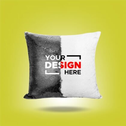 Personalized Sequin Cushion (Black) – Both Side Printing