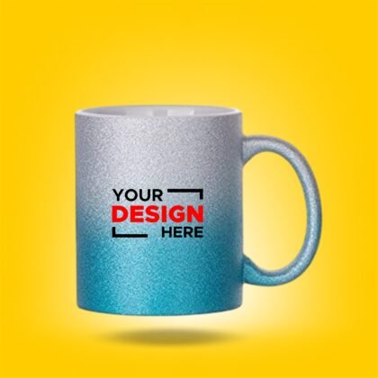 Personalized Blue & Silver Glitter Mug - Custom Shimmer Coffee Cup