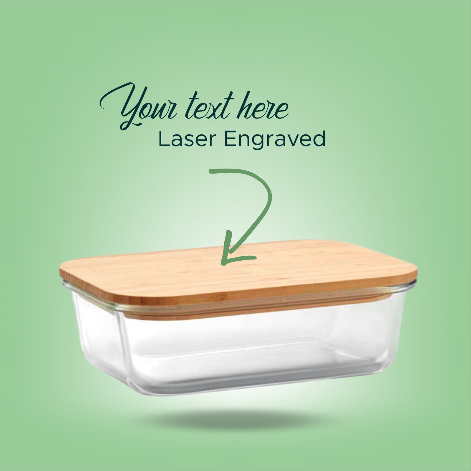 Personalized Elegance: Glass Food Box with Bamboo Lid