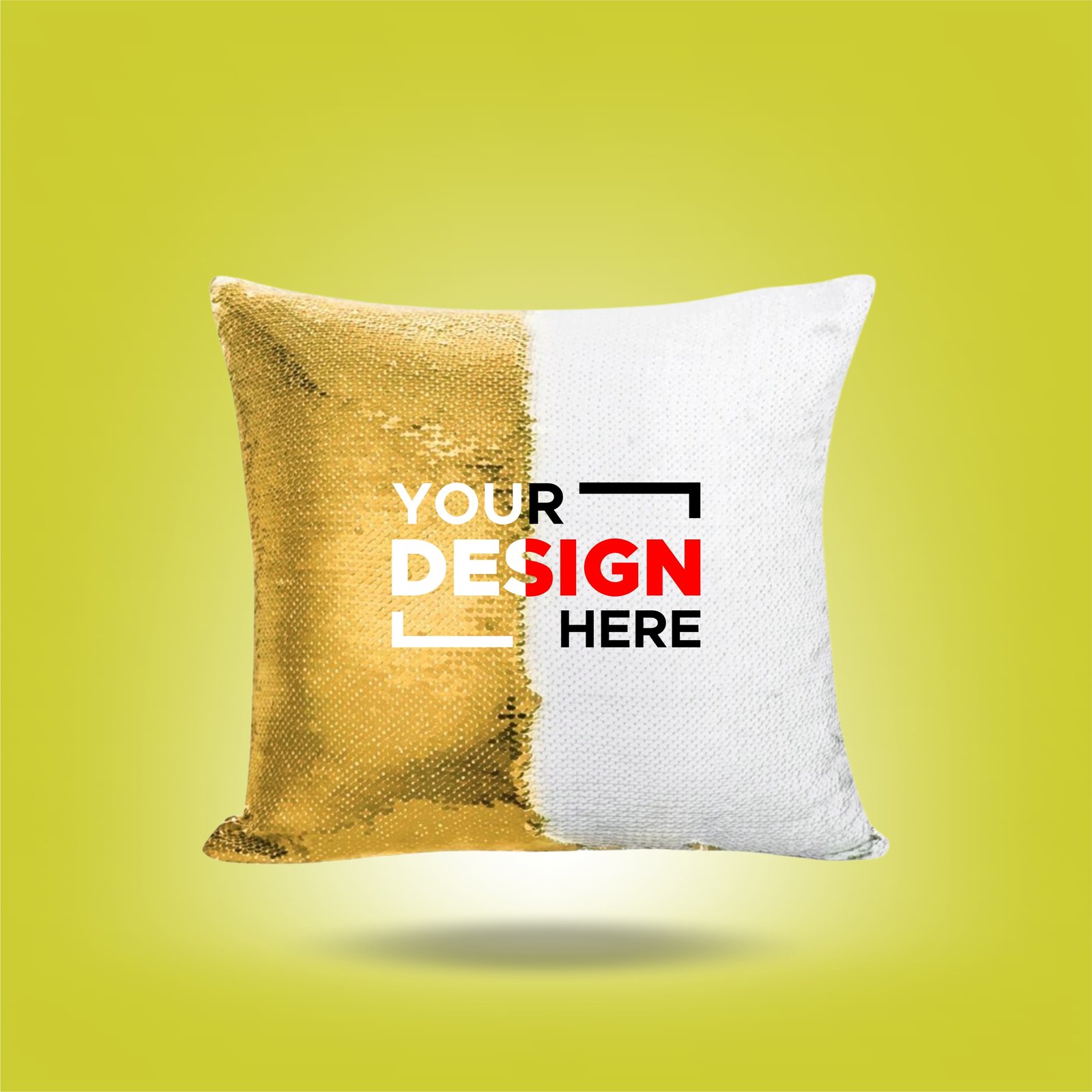 Personalized Sequin Cushion (Golden) – Both Side Printing