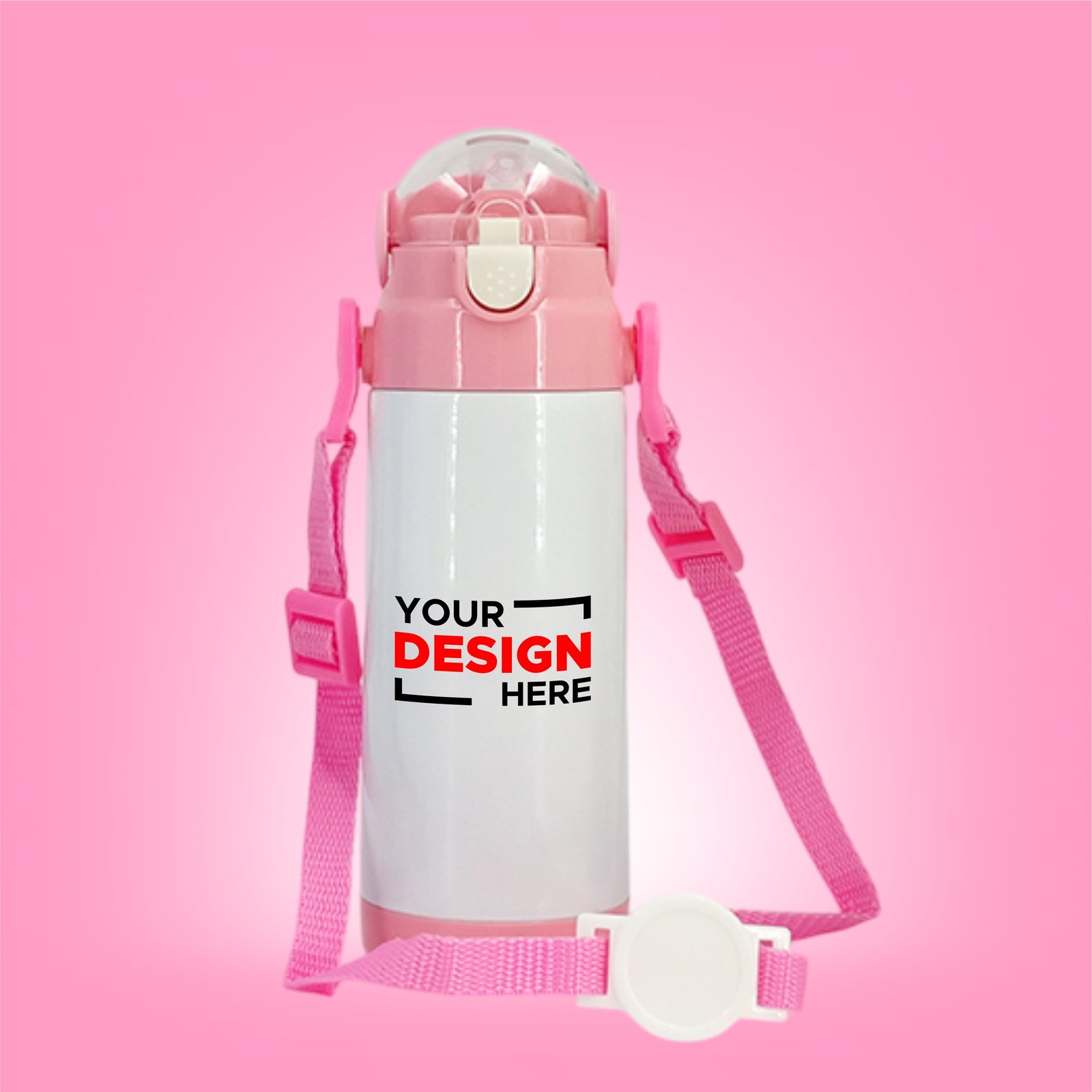 Personalized Kids’ Water Bottle – Custom Photo & Design Printing (Pink)