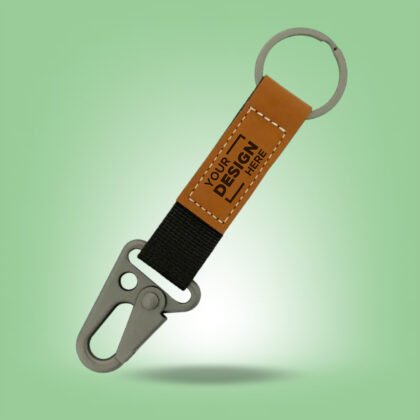 Laserable PU Leather Keychains with Sling Snap Hook (Brown)