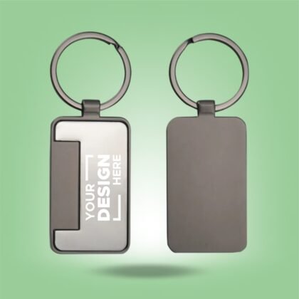 Metal Keychain Rectangle Gun Metal Matte Finish Plate