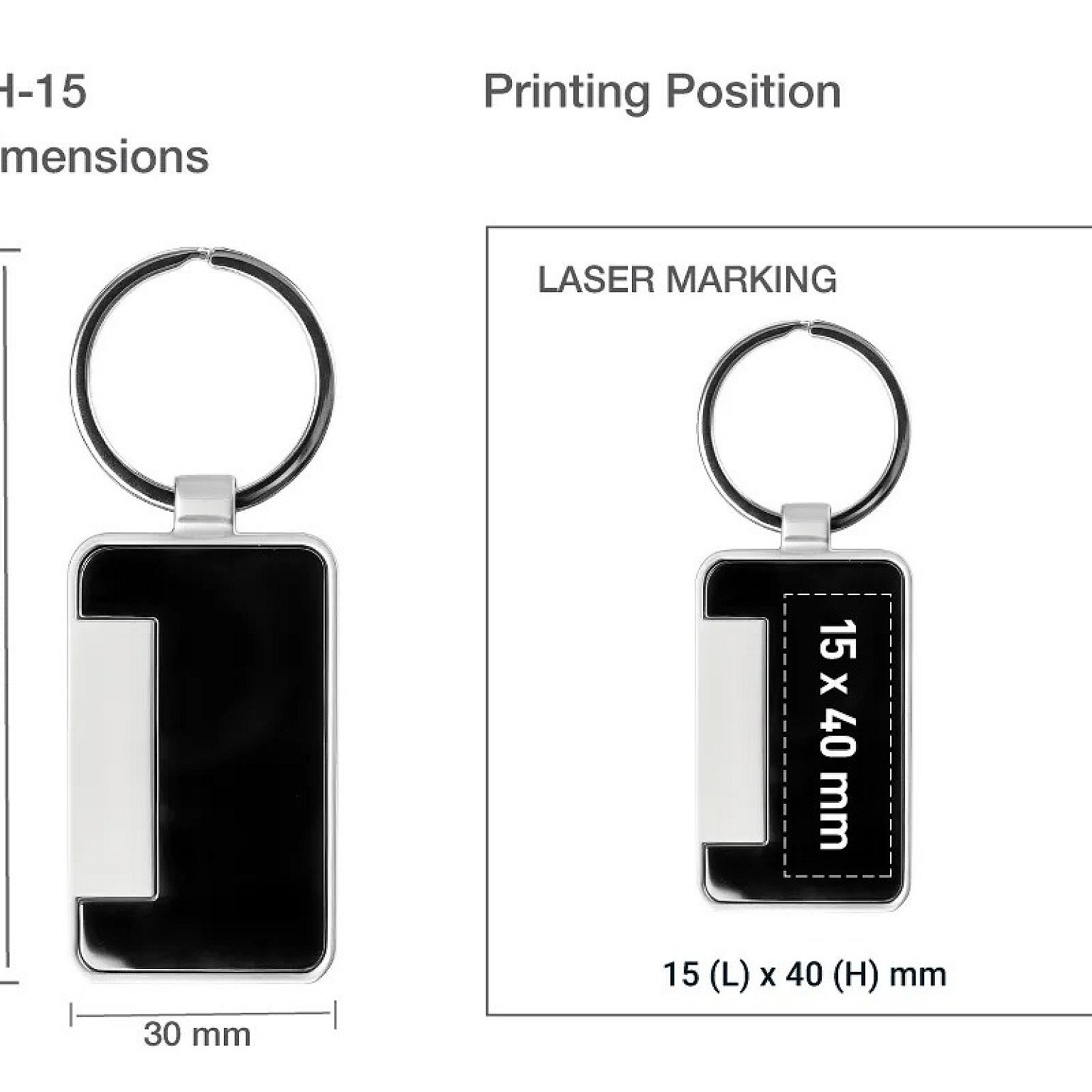 Metal Keychain Rectangle Gun Metal Matte Finish Plate - Image 2