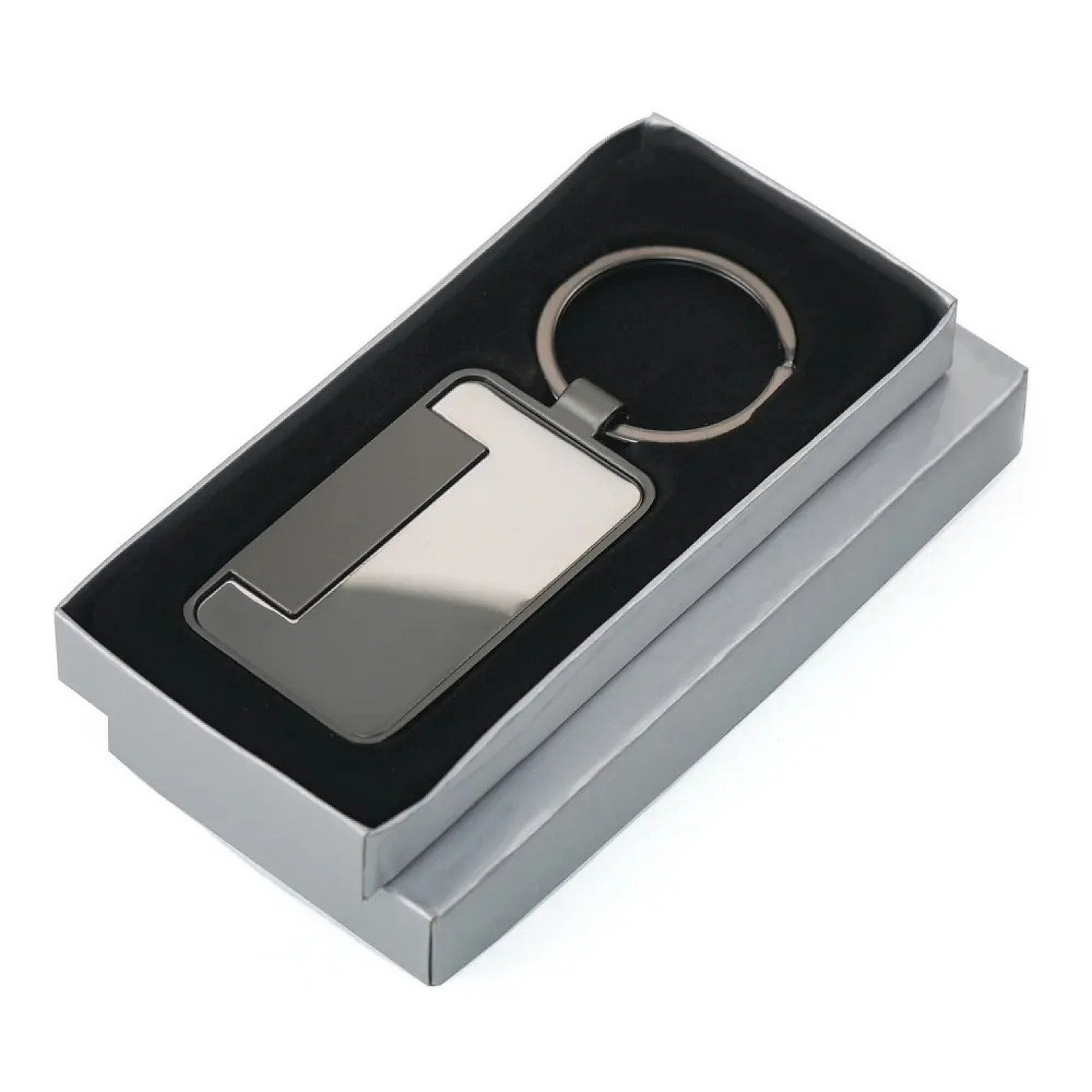 Metal Keychain Rectangle Gun Metal Matte Finish Plate - Image 3