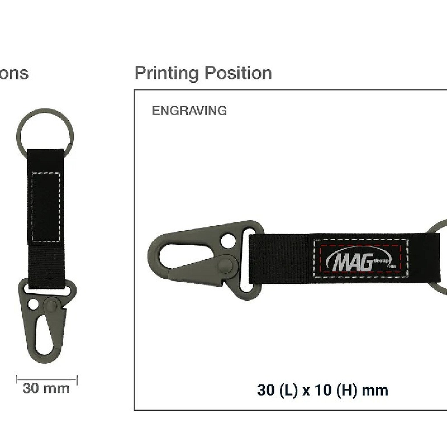 Laserable PU Leather Keychains with Sling Snap Hook (Gray) - Image 2