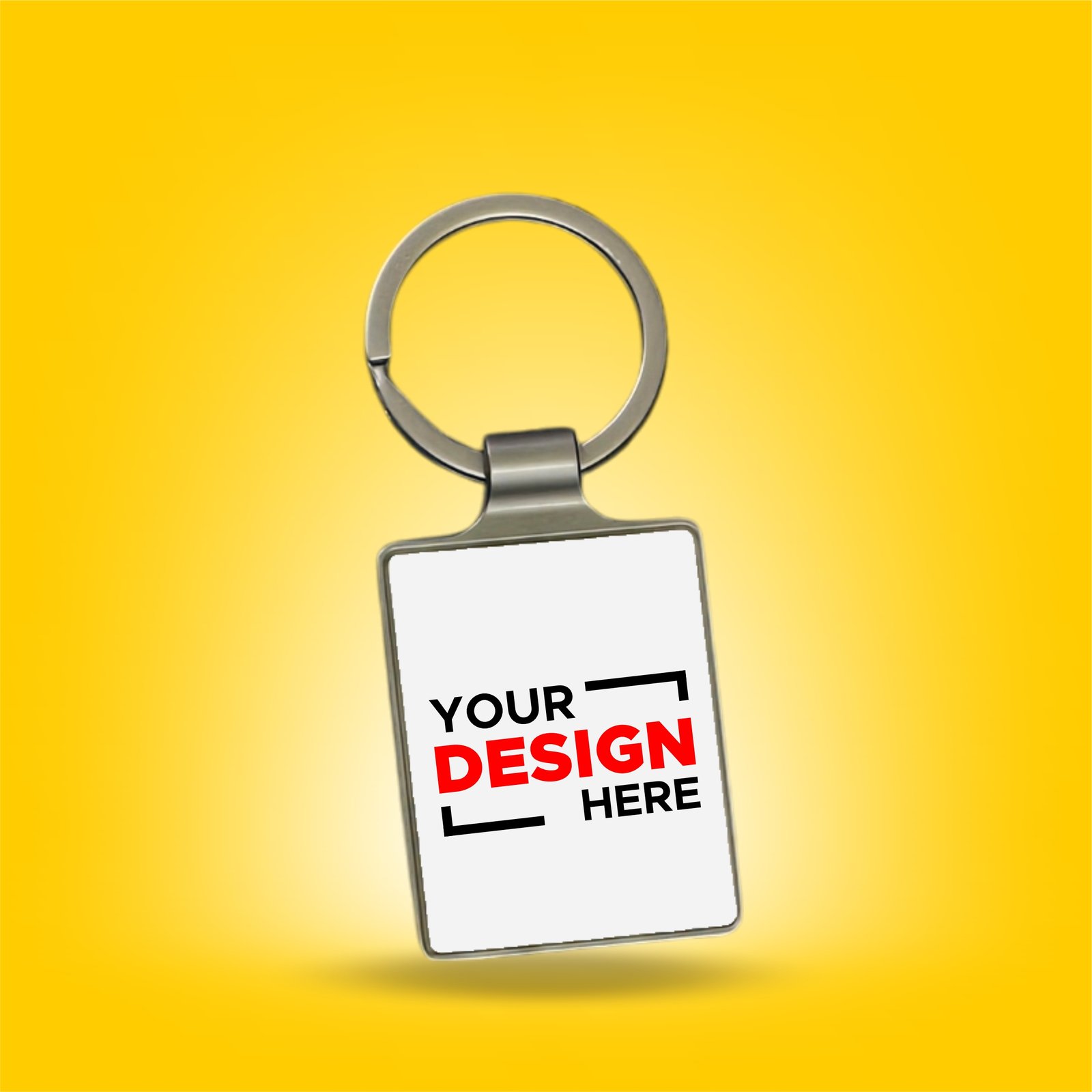 Personalized Rectangular Metal Key Ring, Chrome Back