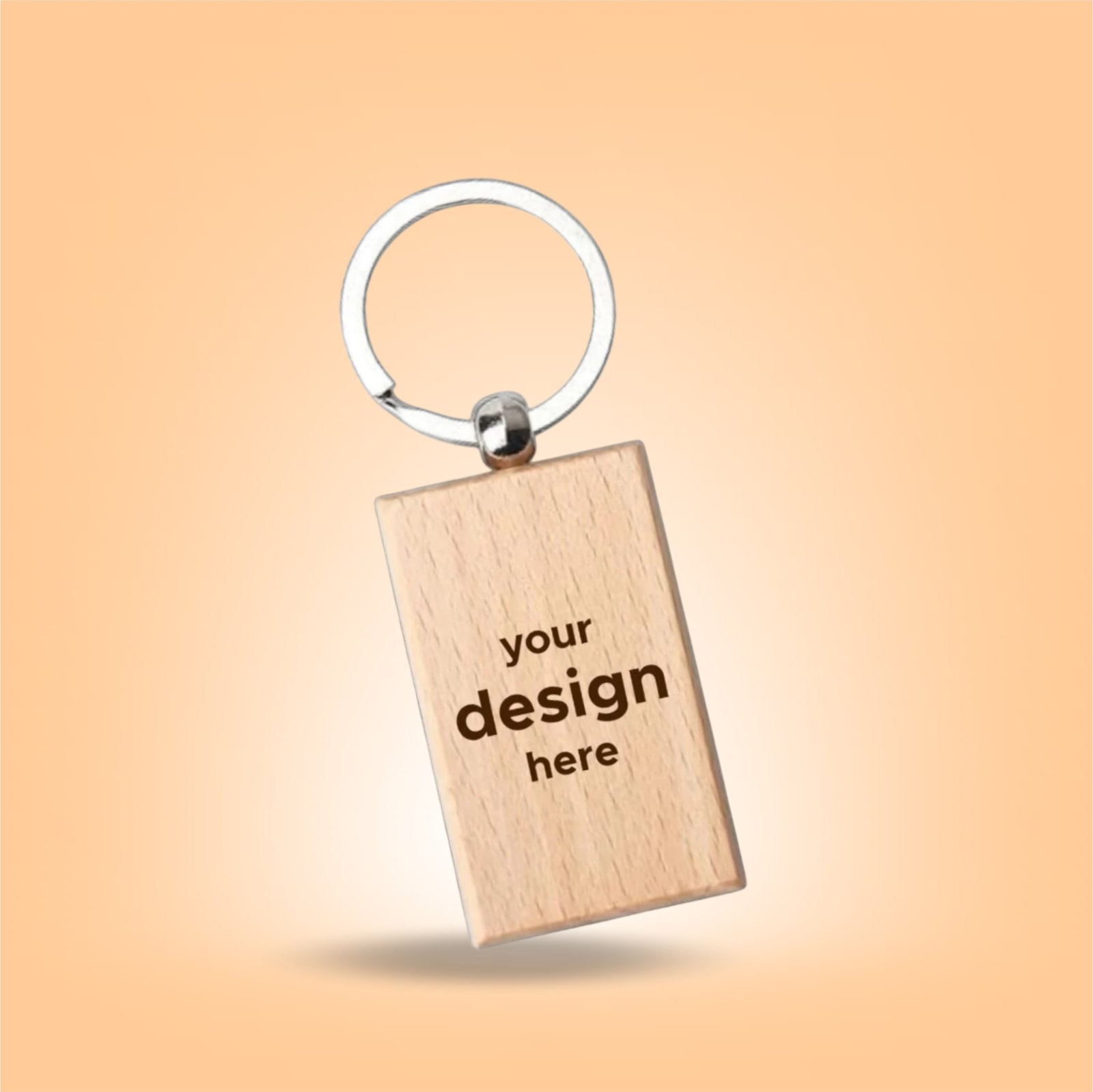 Personalized Wooden Rectangular Key Ring (Engraved)
