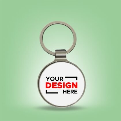 Personalized Round Metal Key Ring, Chrome Back