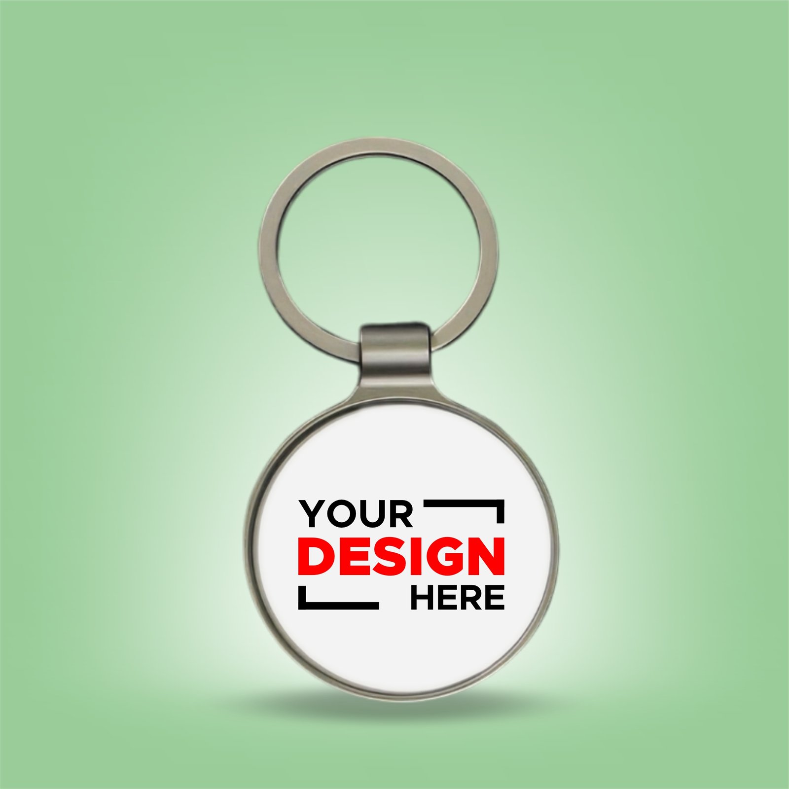Personalized Round Metal Key Ring, Chrome Back