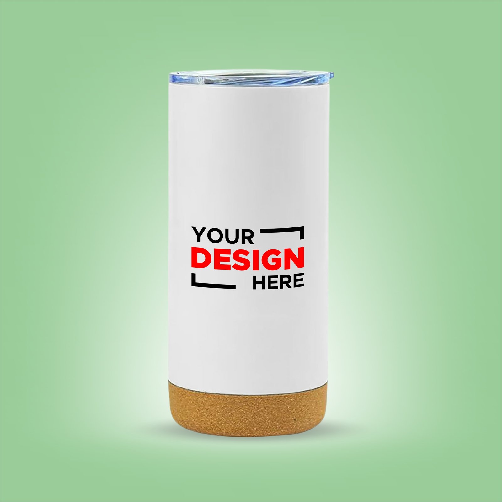 Personalized - Travel Tumbler with Cork Base 450ml Stainless Steel (White)