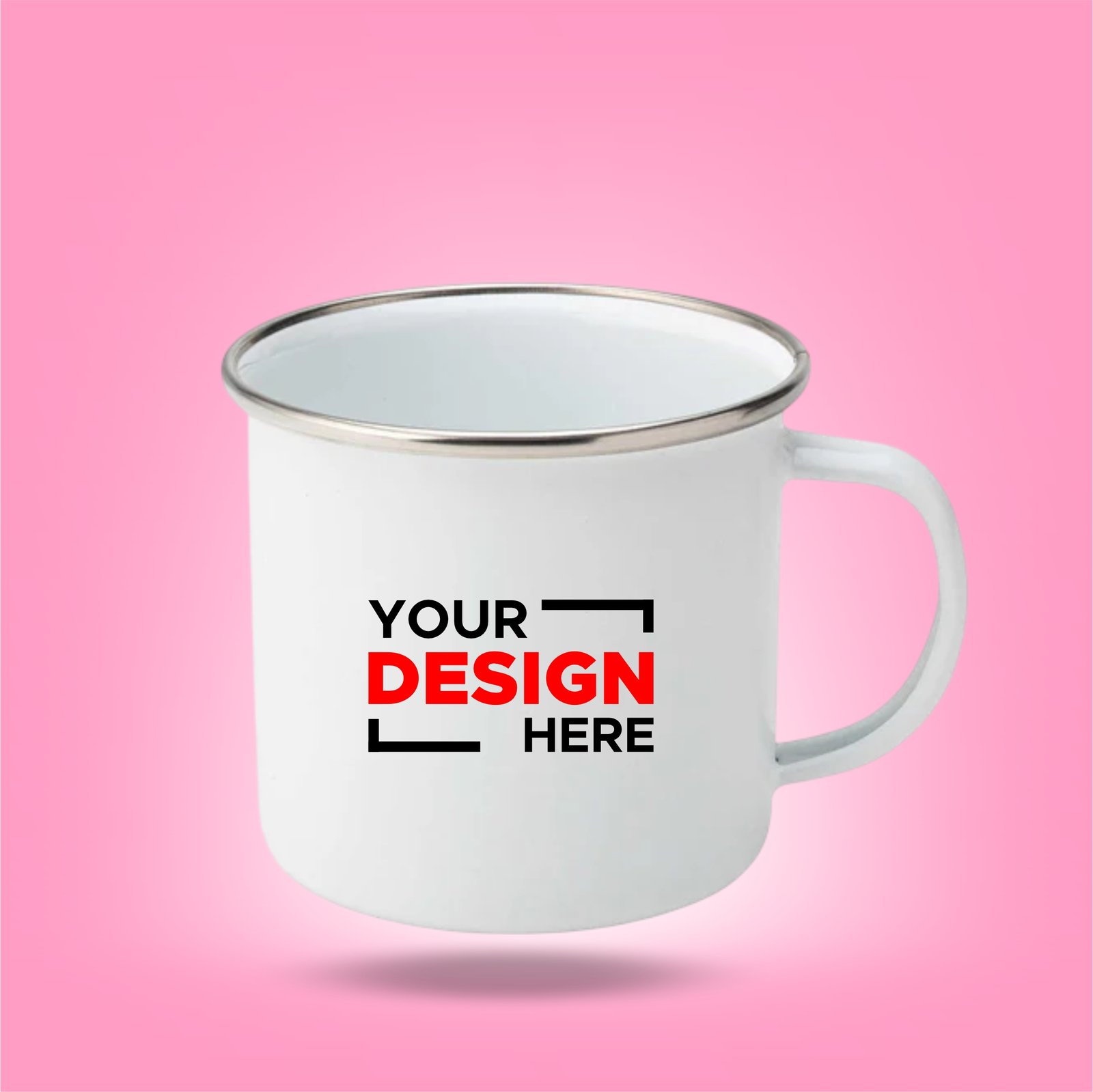 Rugged Charm: Customizable Metal Enamel Mug (White)