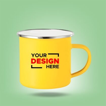Rugged Charm: Customizable Metal Enamel Mug (Yellow)