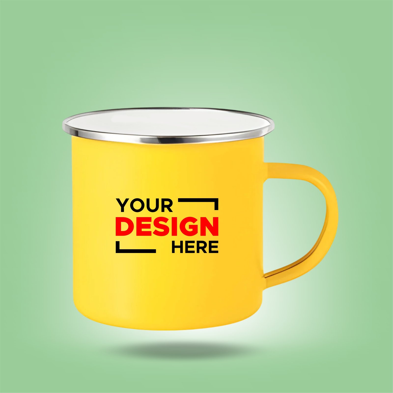 Rugged Charm: Customizable Metal Enamel Mug (Yellow)