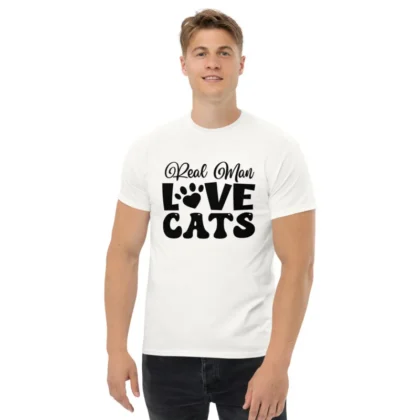 Real Man Loves Cat (White) Unisex T-shirt