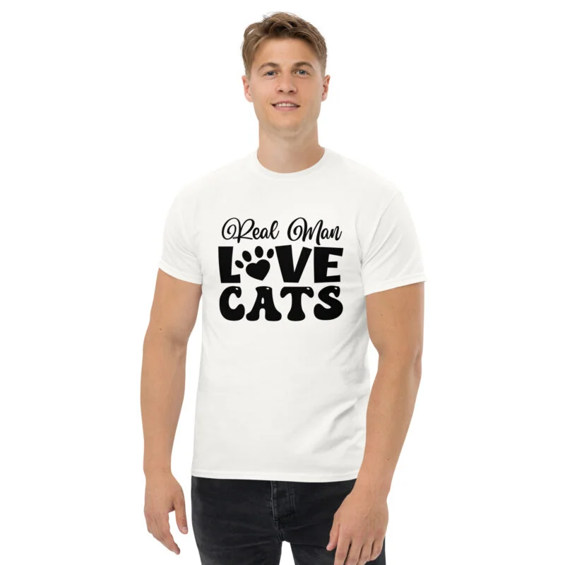 Real Man Loves Cat (White) Unisex T-shirt